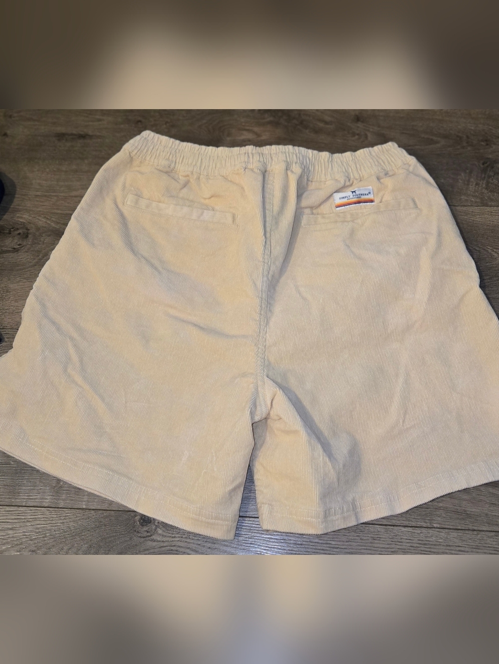 Simply Southern Men's Cream Corduroy Elastic-Waist Shorts